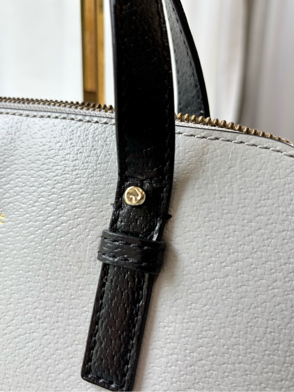 kate spade Black and Dove Gray Leather Dome Satchel with Removable Strap - Picture 3 of 15
